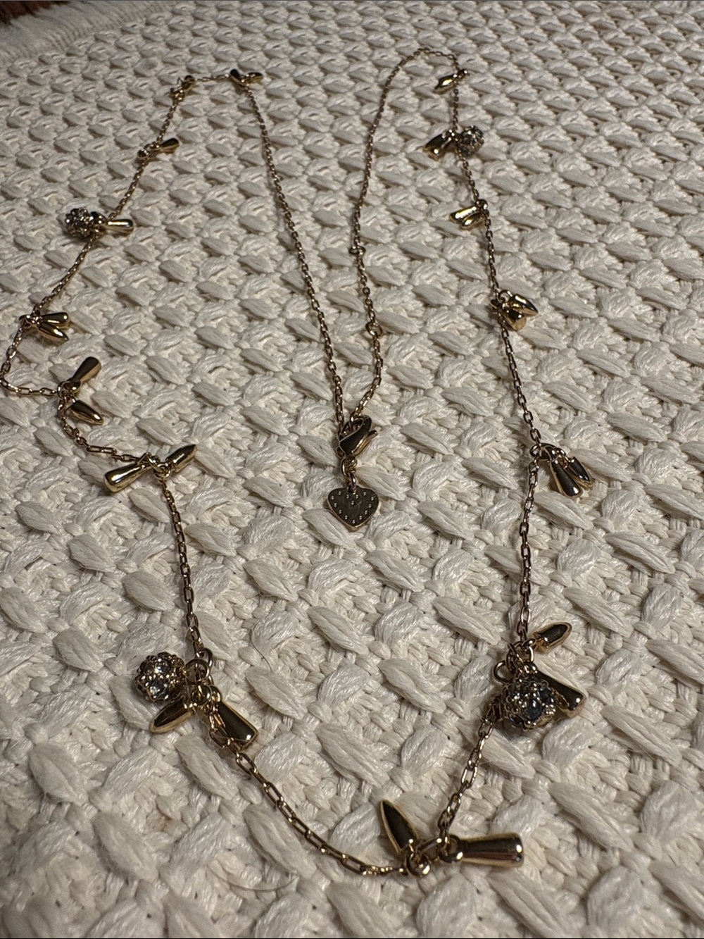 Stella & Dot Gold-tone Necklace with Crystals and Gold Beads